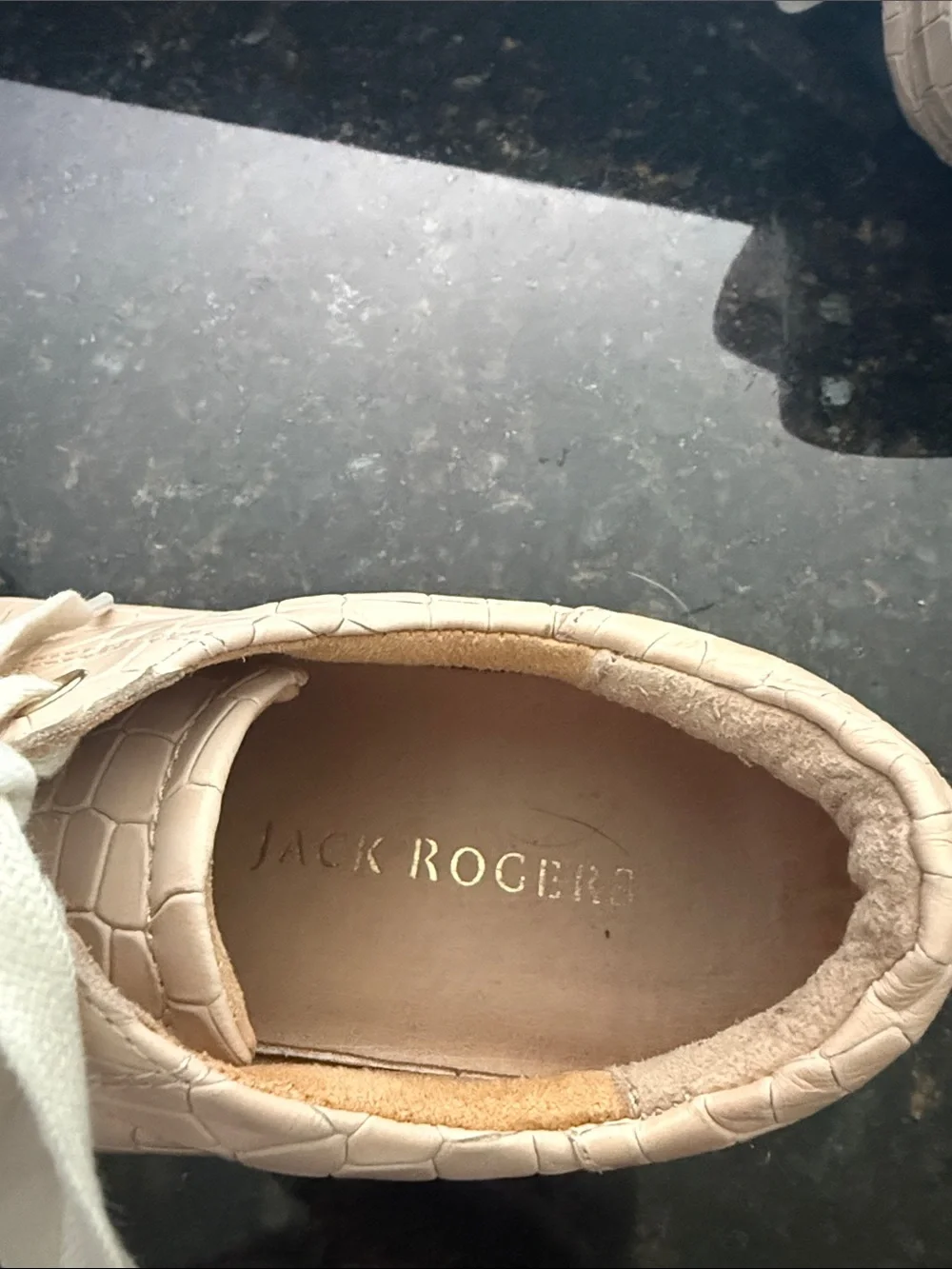 Jack Rogers Blush Croc-Embossed Lace-Up Sneakers